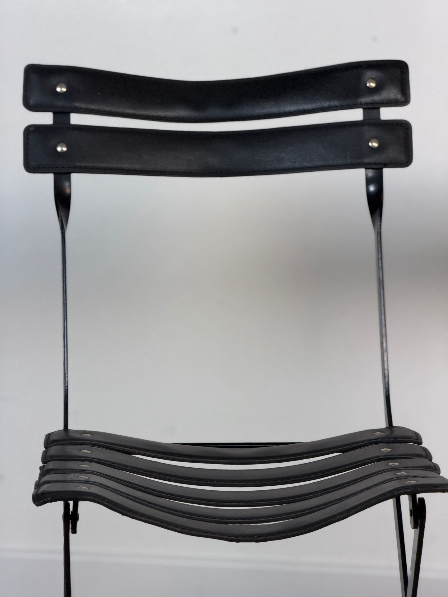 Pair of Celestina chairs by Marco Zanuso for Zanotta in black leather.