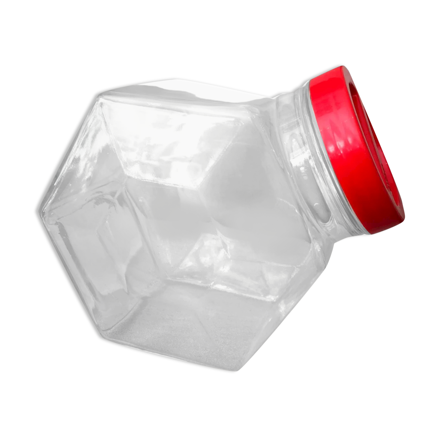 Glass candy jar red lid borgonovo italy