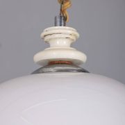 VINTAGE 1970S CHANDELIER IN WHITE AND YELLOW GLASS, ITALIAN DESIGN
