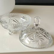 Bohemian cut crystal candy dish. Sophisticated star motifs.