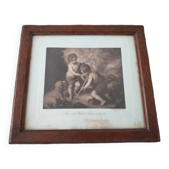 Ancient christian painting jesus and saint john children photo braun . clément & cie lithograph engraving