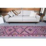 Vintage Turkish Oushak blanket made of wool and cotton, purple, 82x320.