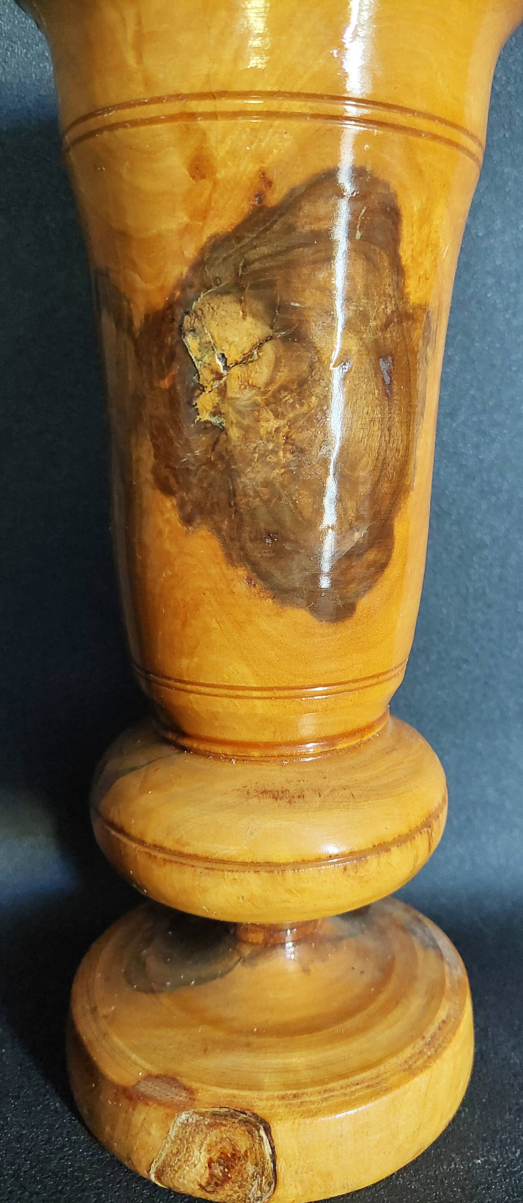 Vintage turned olive wood bowl