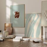 Pair of giclee prints, abstract wall art set of two, 50x70cm