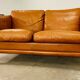 Vintage danish mid century mogens hansen 2 person tan cognac leather sofa