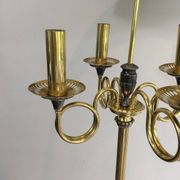 Floor lamp in brushed steel and brass. In the style of Maison Charles