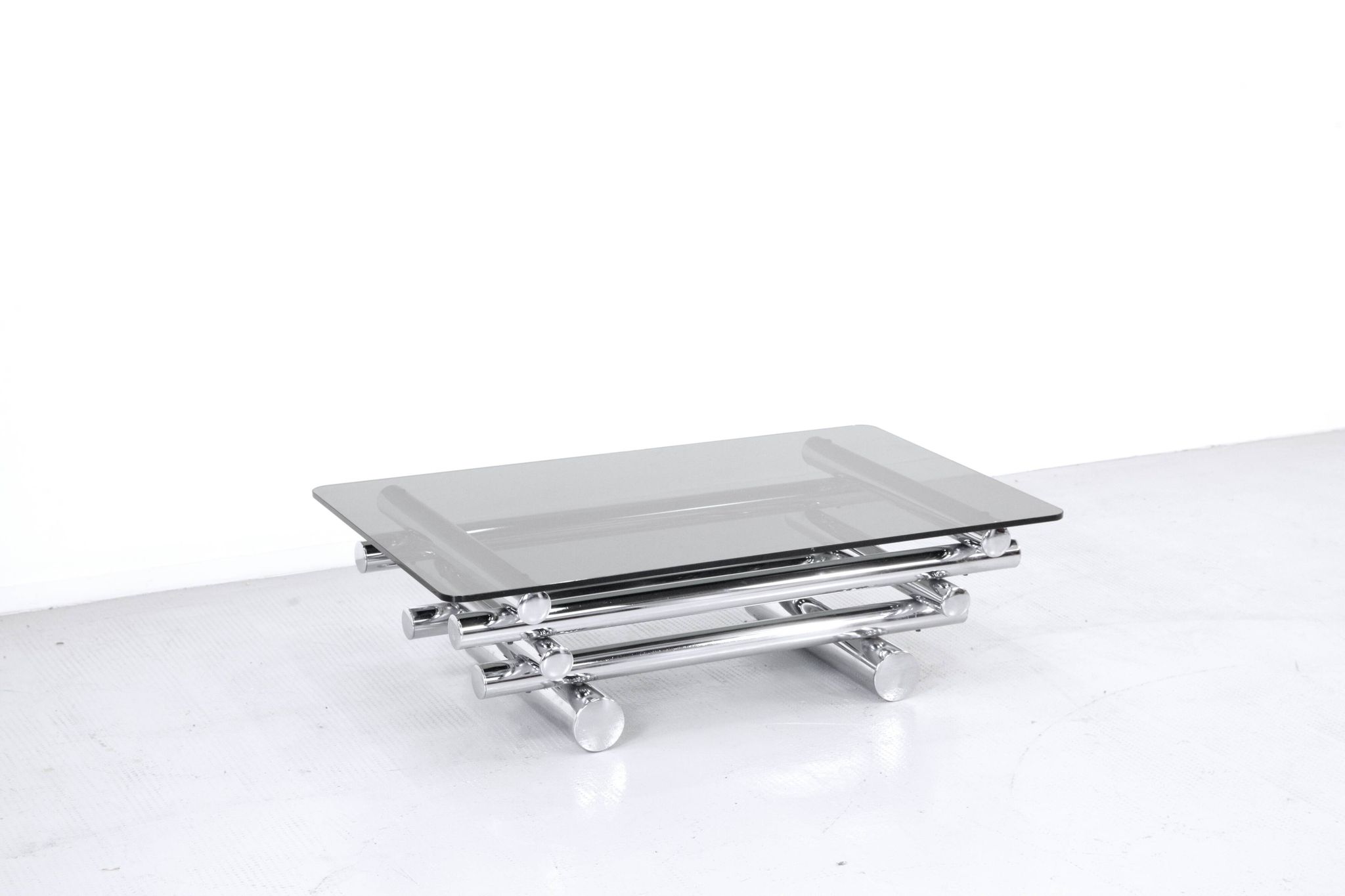 Midcentury 1970s Italian Stacked Chrome Coffee Table