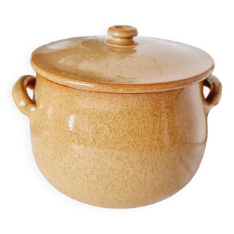 New stoneware or ceramic pot with lid