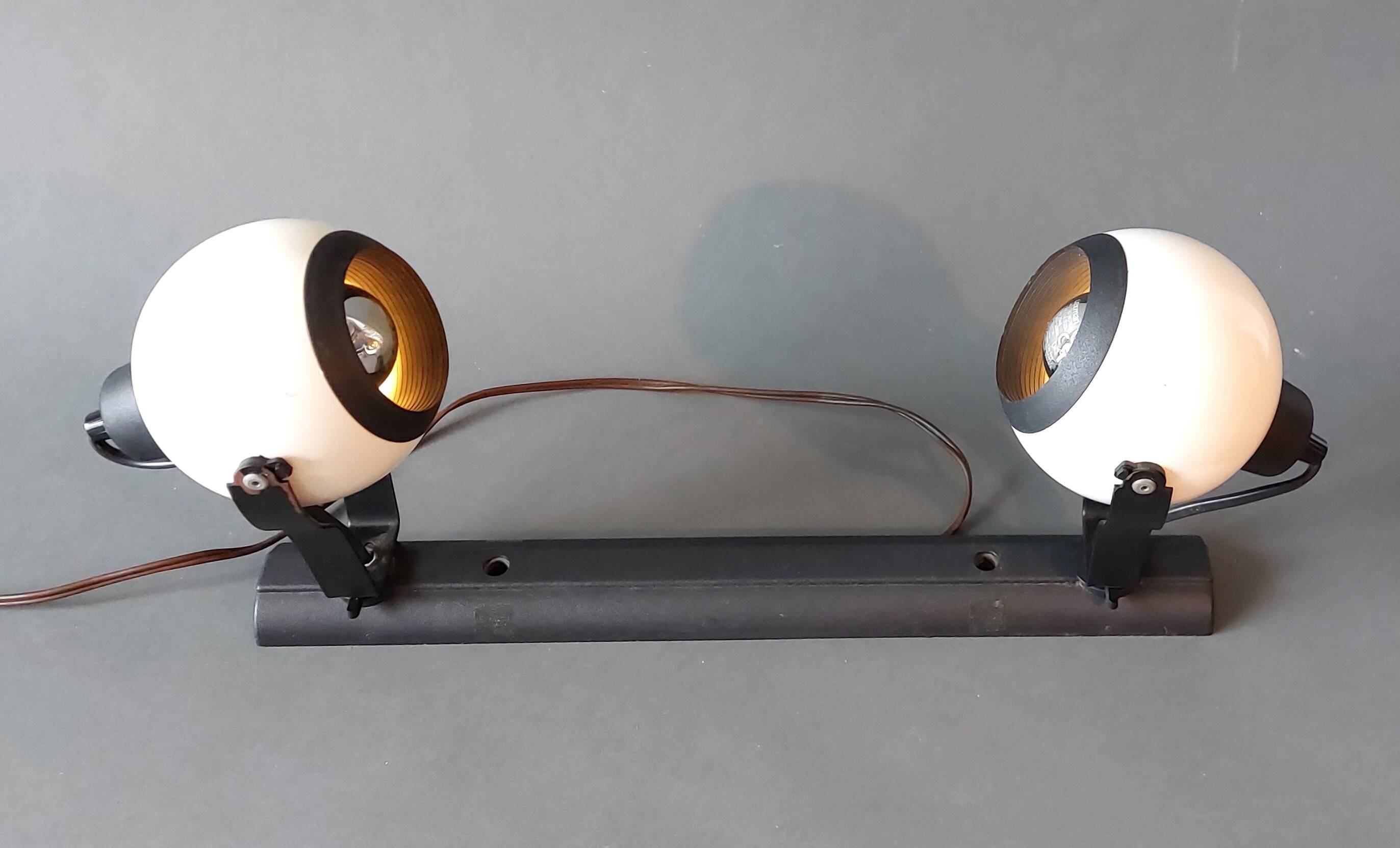 Rampe 2 spots orientables Eyeball Claude électricité 1970/1980