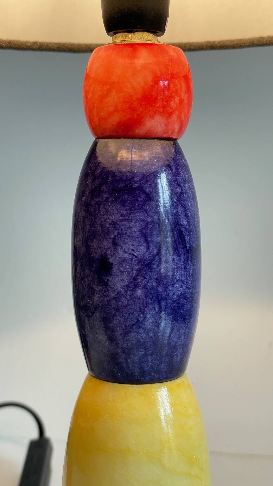 ALABASTER STONE LAMP Blue, Yellow and Red 80s