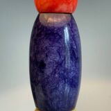 ALABASTER STONE LAMP Blue, Yellow and Red 80s