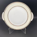 Plat à gâteaux en porcelaine de Limoges liseré jaune et doré