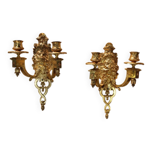 paire d'appliques en - bronze