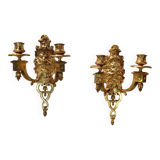 pair of gilt bronze wall lights signed by Etienne Giraud in Lyon