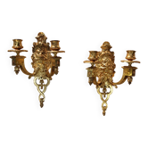 Paire d'appliques en bronze doré signées Étienne Giraud à Lyon
