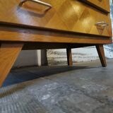 Vintage chest of drawers, compass legs, light wood