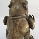 Vintage patinated brass sculptural frog 50-60s