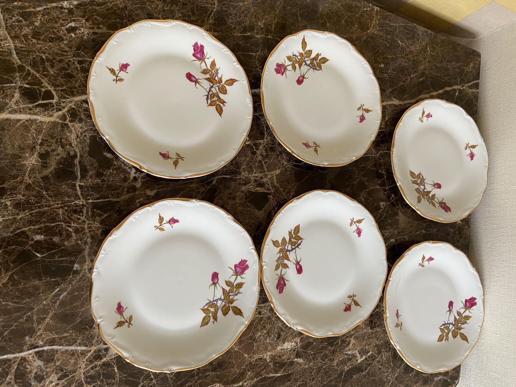 Lot de 6 assiettes à désert Porcelaine de Limoges