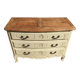 Louis XV style chest of drawers, patinated and waxed, natural wood top