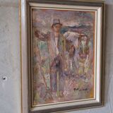 Pal matskassy, hungarian modern painting, 1960s, oil on panel, framed