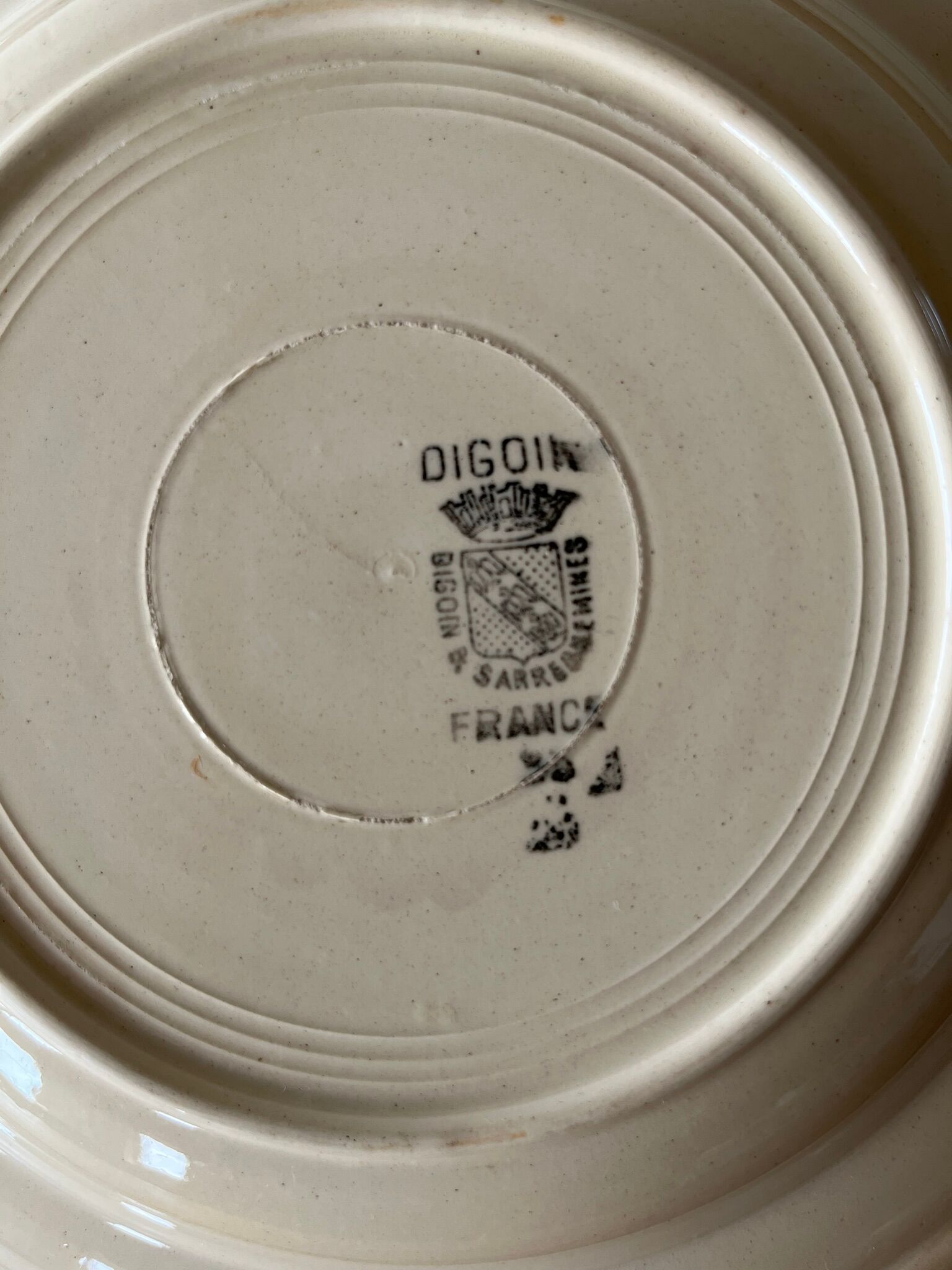 4 old hollow plates Digoin & Sarreguemines "pink pattern"