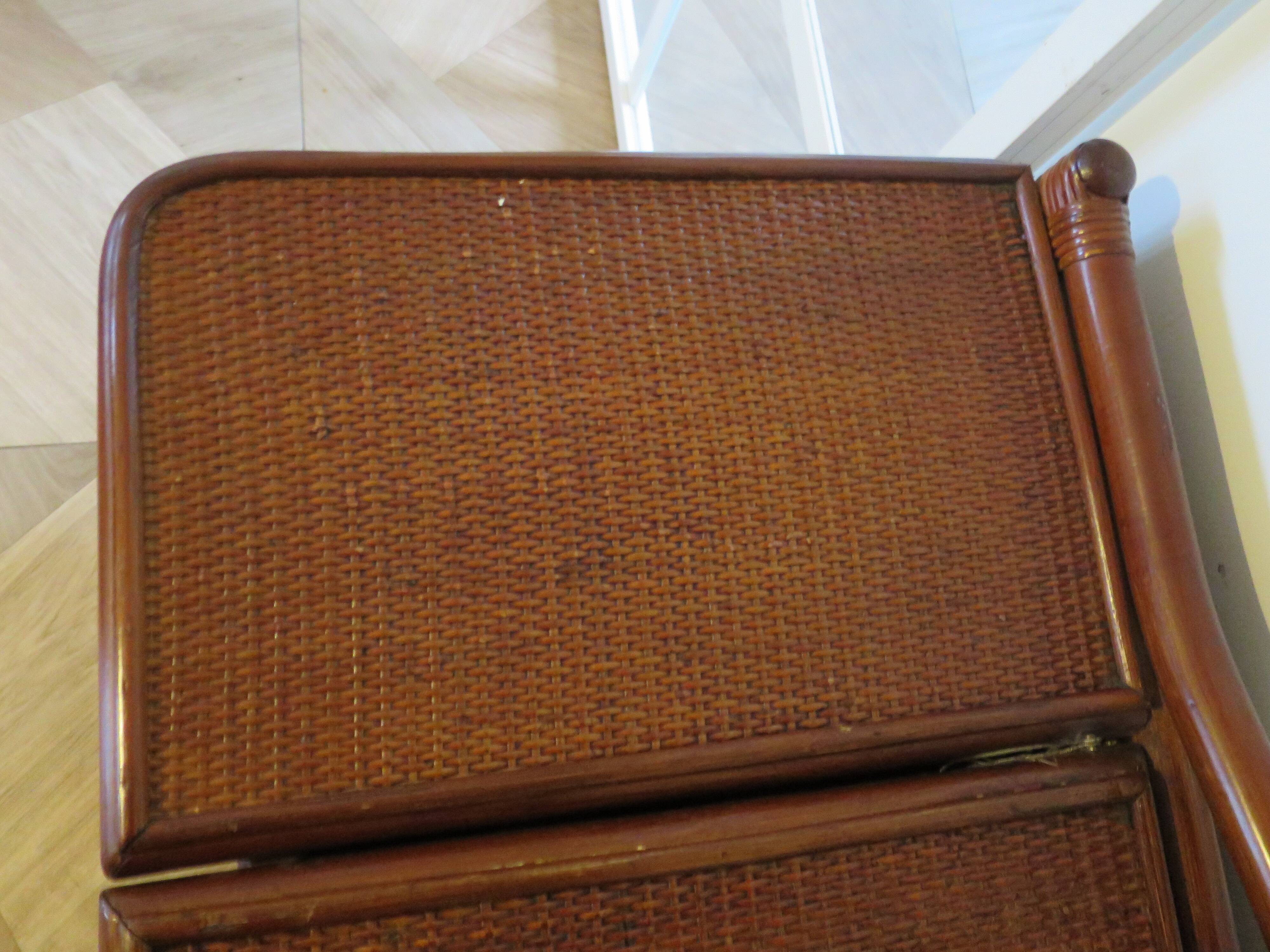 Vintage dressing table/chest - woven rattan - 5 drawers - mirror - 1960s/70s