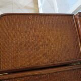 Vintage dressing table/chest - woven rattan - 5 drawers - mirror - 1960s/70s