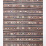 6x9 Brown Grenn Handmade Persian Kilim Rug, 187x286Cm
