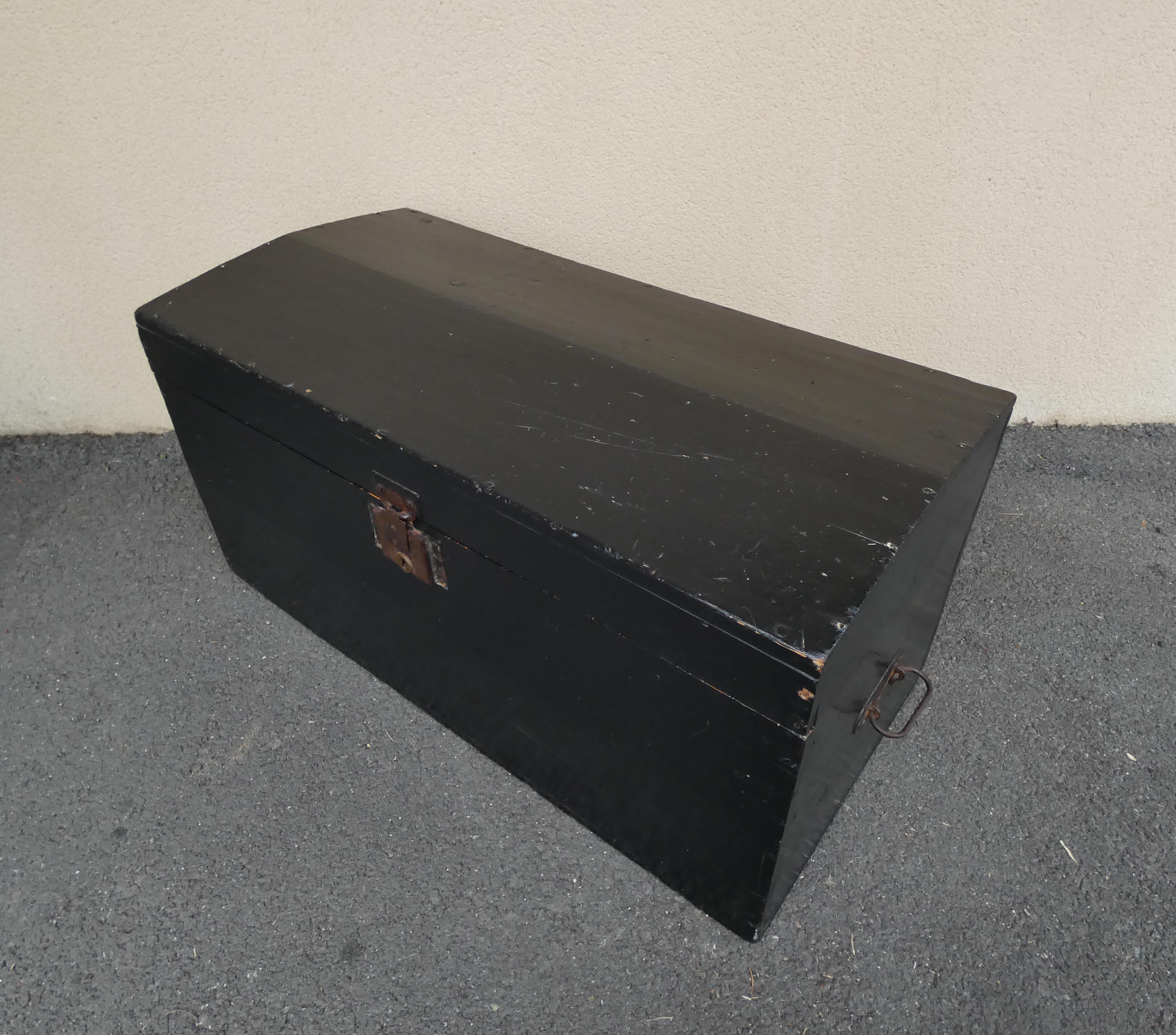 Old blackened wooden chest 19th