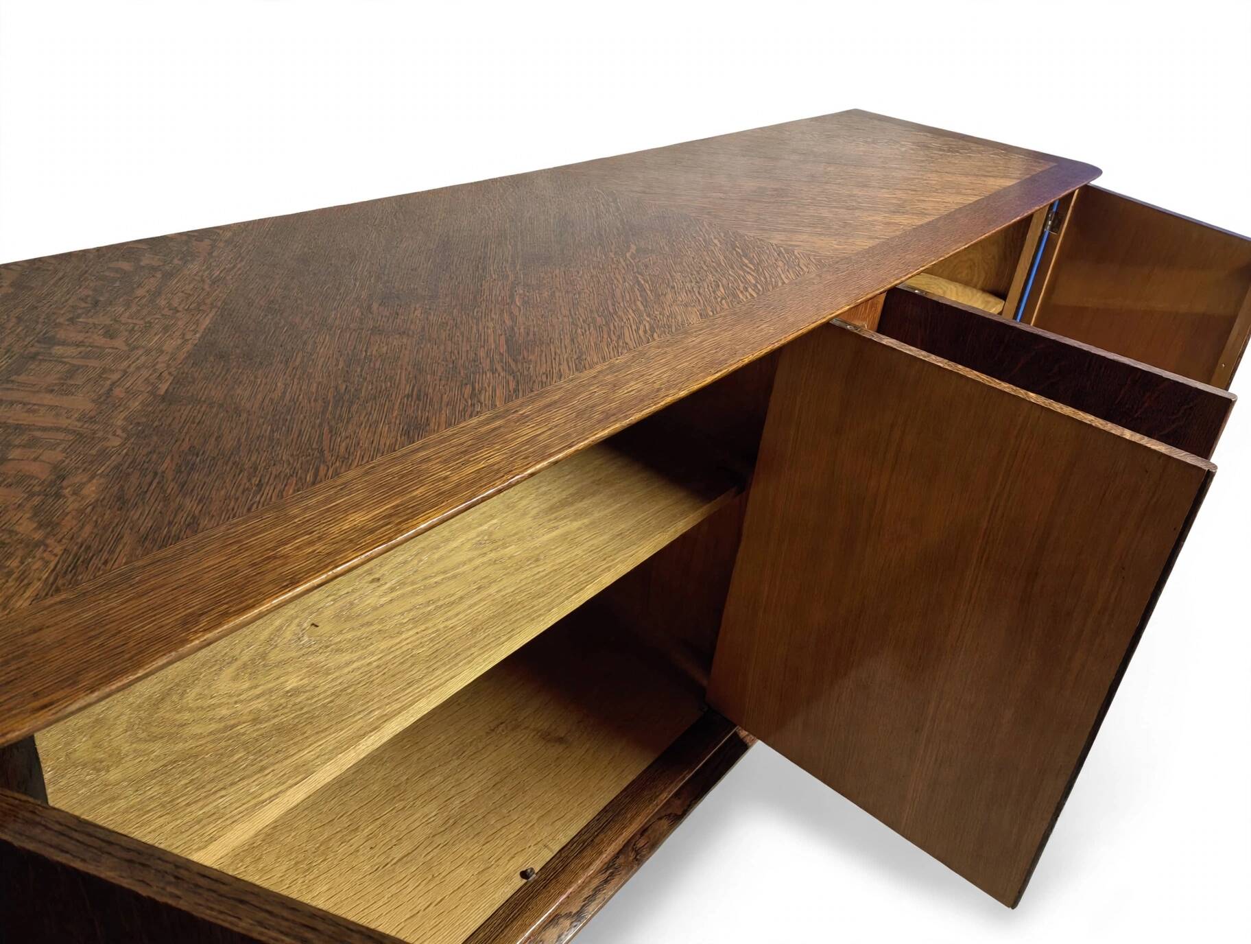 Enfilade Art Deco buffet with diamond point in oak - 1930s-1950s - 3