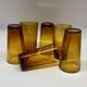 Set of 12 ochre oiglasses in bubbled blown glass