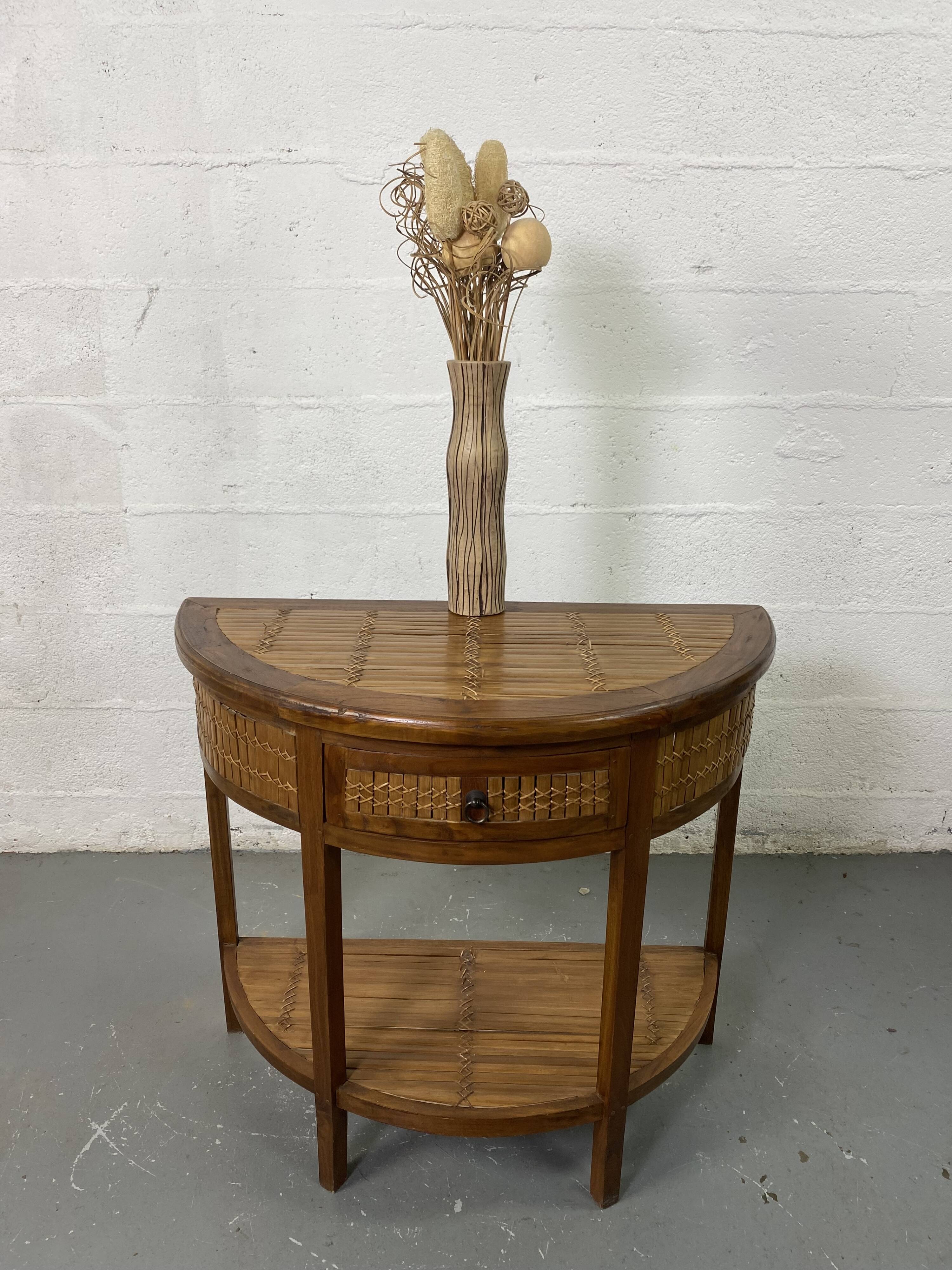 Side table in half-moon wood and bamboo