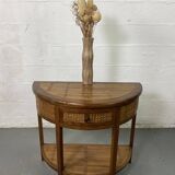 Side table in half-moon wood and bamboo