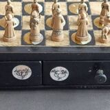Chess in wood and mother-of-pearl