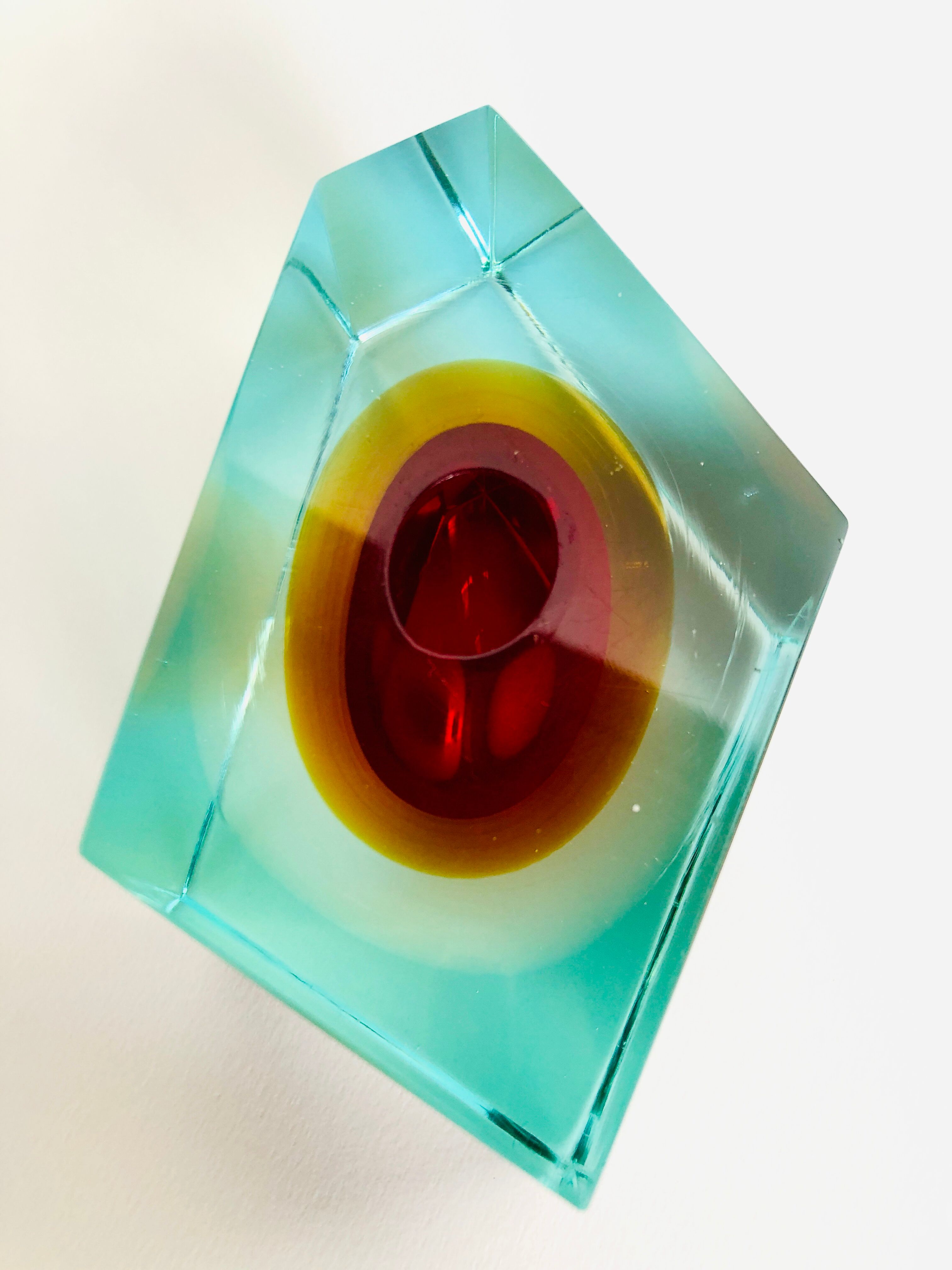 Single-flower vase Sommerso Murano design Luigi Mandruzzato, 60s