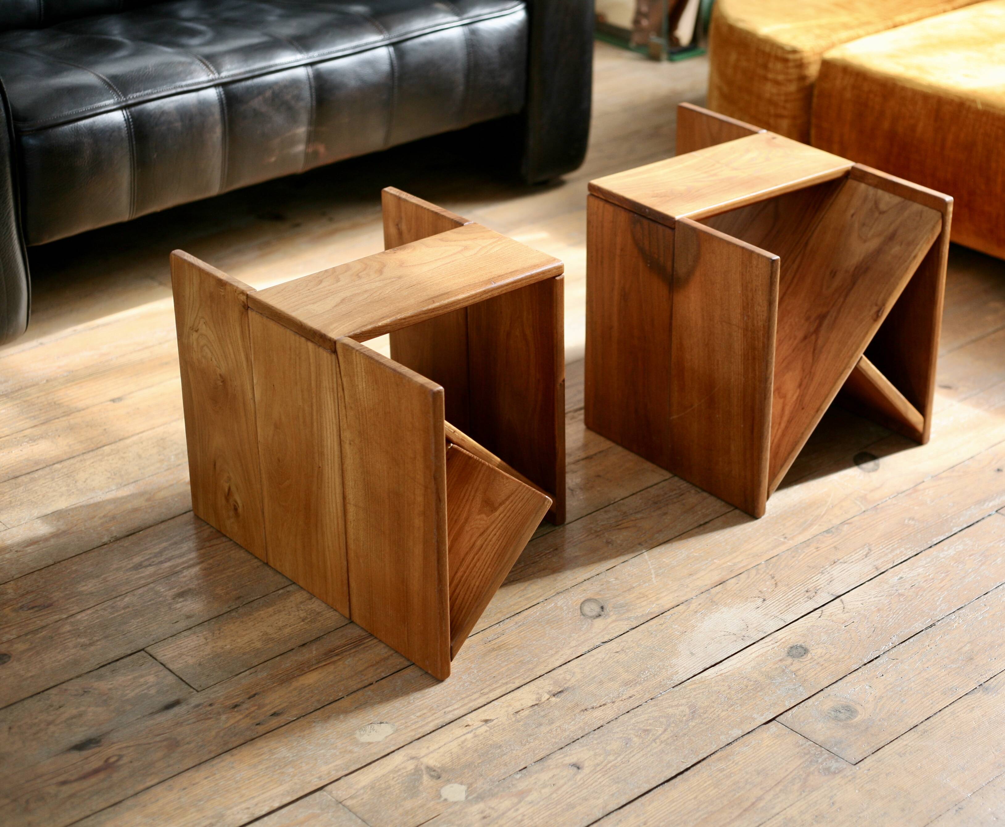 Pair of stools / side tables from Maison Regain, France, 1970s.