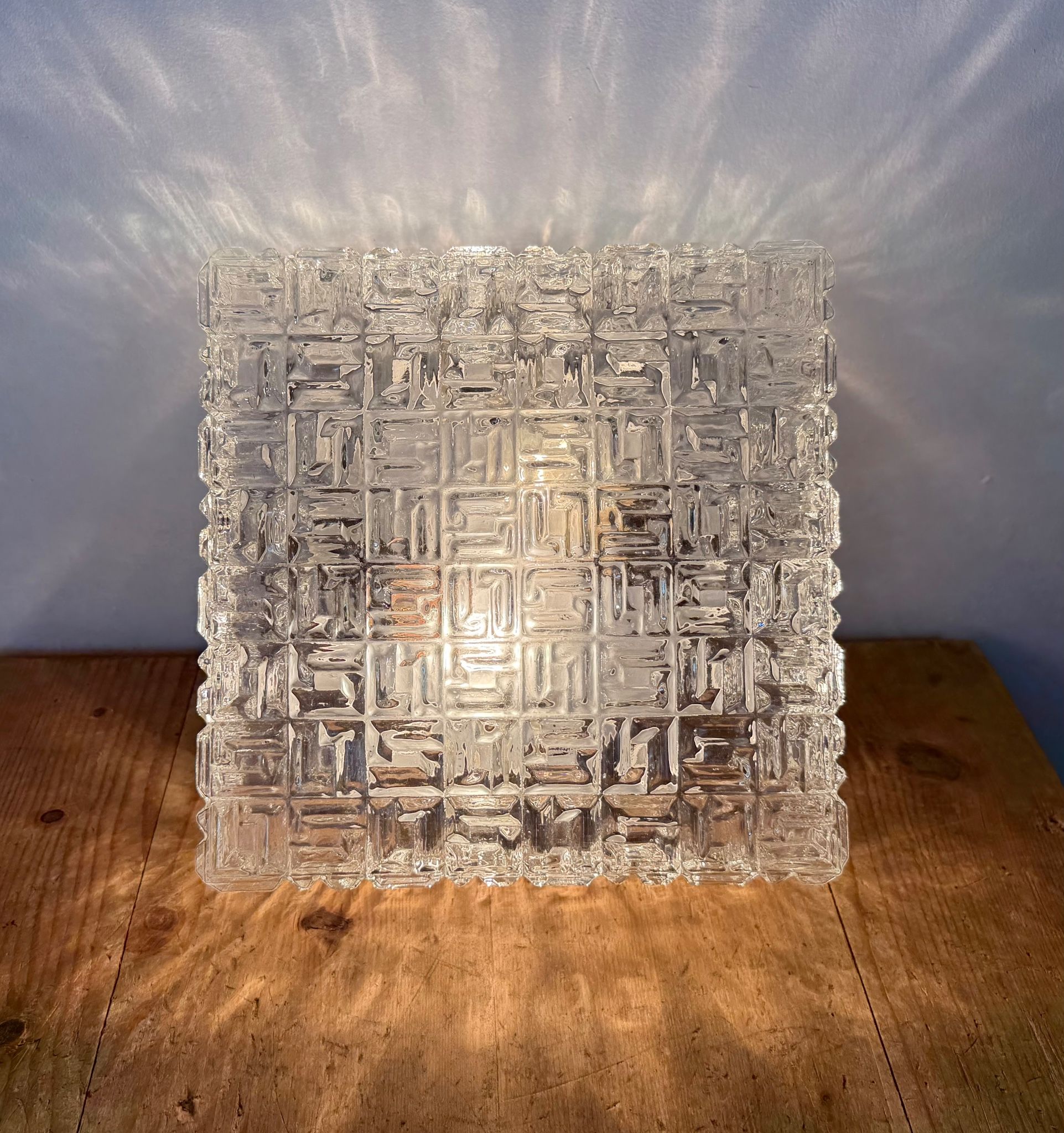 Vintage Glass Wall Or Ceiling Light, 1970s
