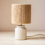 Table lamp mustard pot and jute string lampshade