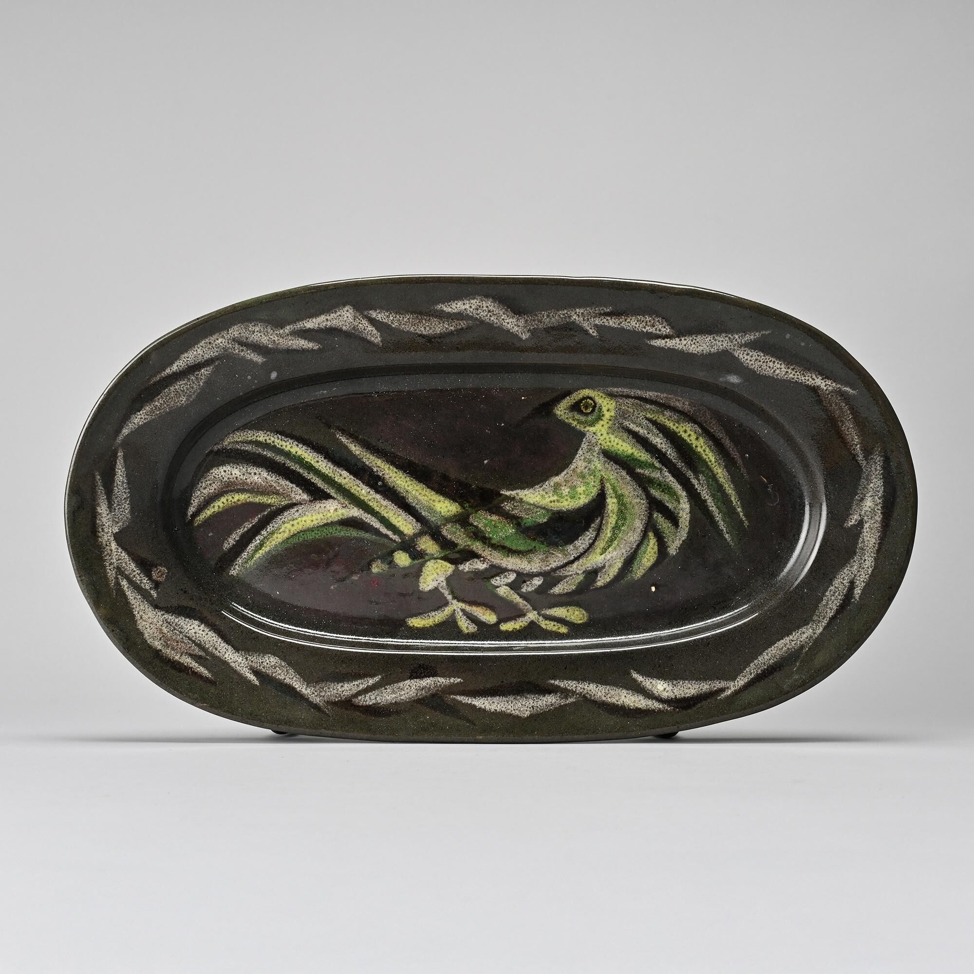 Glazed ceramic plate, Menelika, Switzerland, circa 1950