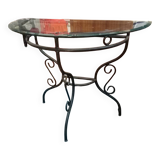Glass and wrought iron console table