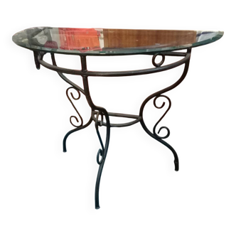 Glass and wrought iron console table