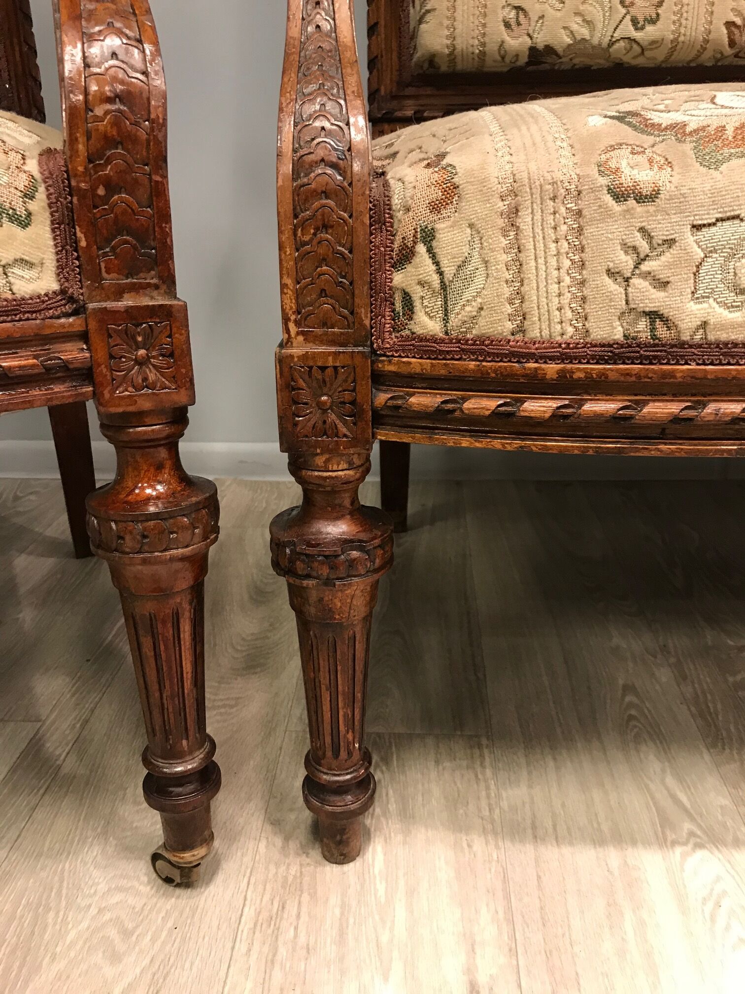 Sofa set and two armchairs, antique 19th century