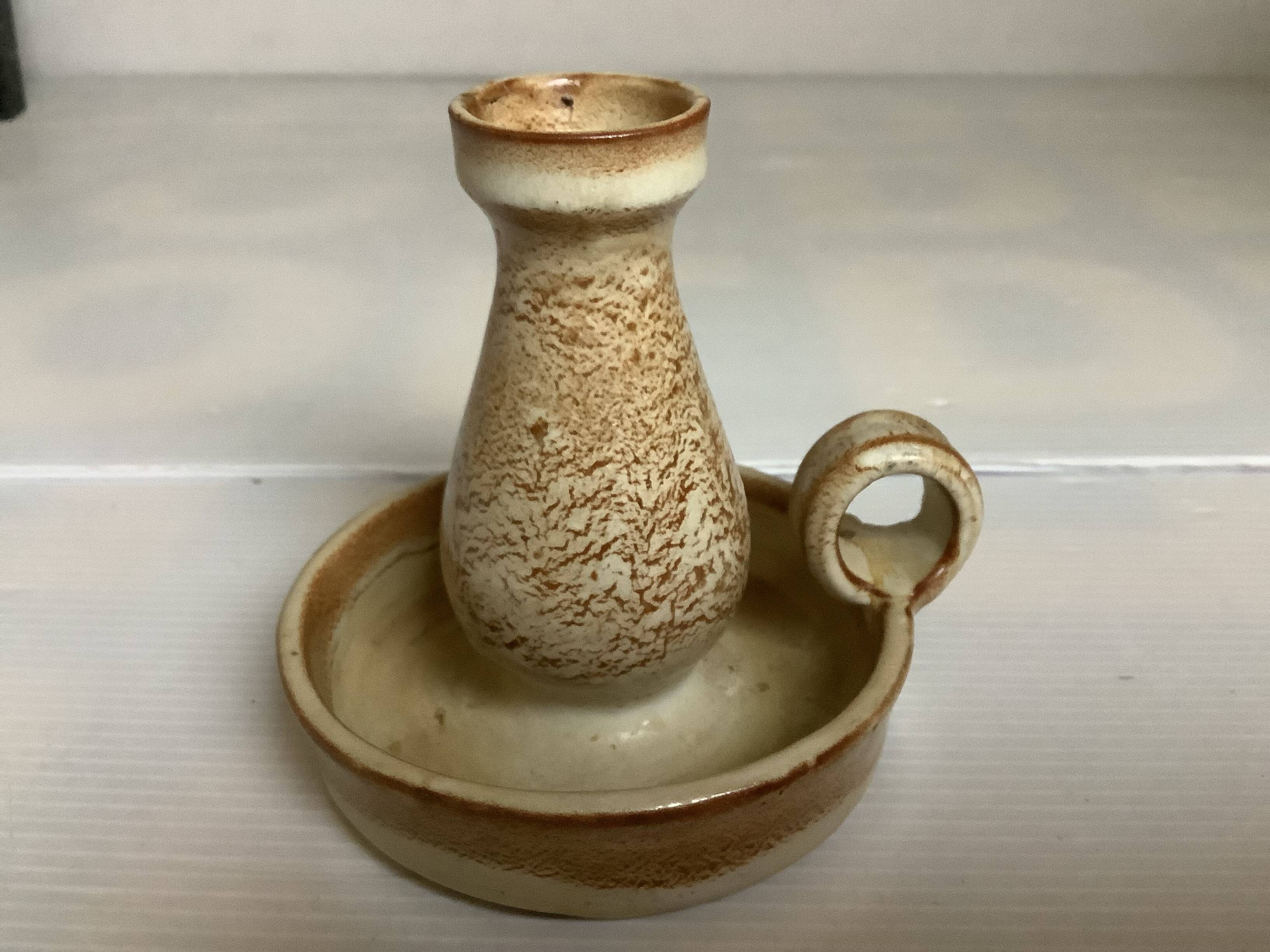 Speckled beige ceramic candle holder