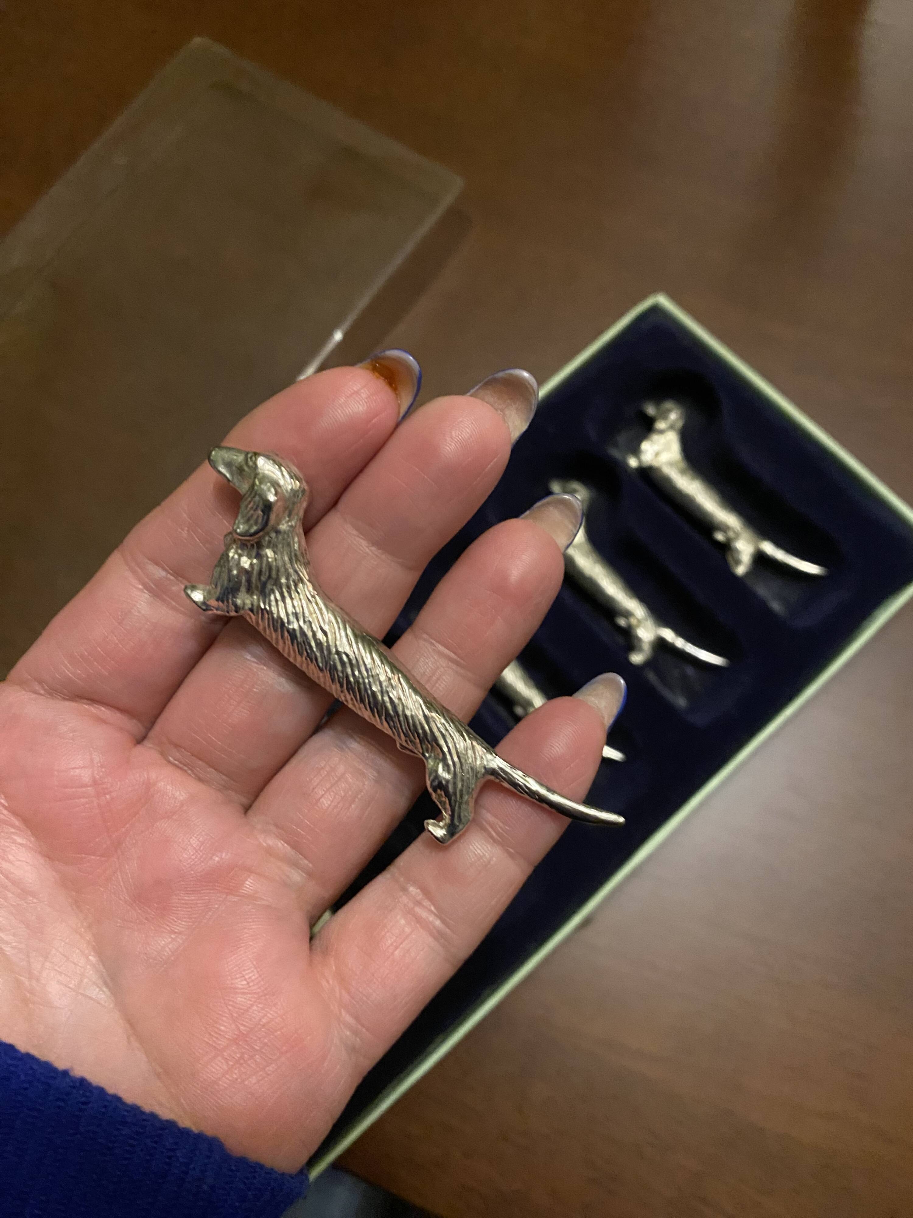 Silver dachshund knife holder