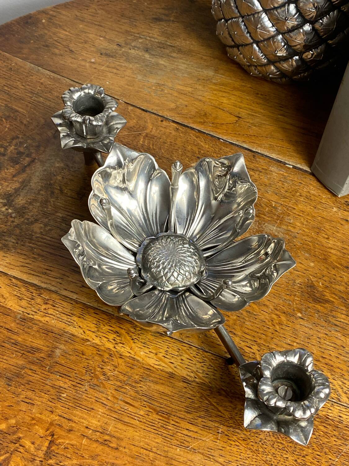 Flower candle holders, lotus ashtray with removable petals, 1960s.