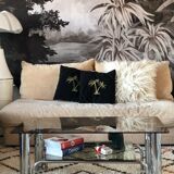 Chromium coffee table and 1970s smoked glass