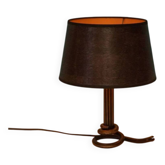 Art Deco wrought iron lamp from the 40s, table lamp with a snake shade.