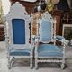 Pair of ceremonial armchairs in carved wood – Twisted columns
