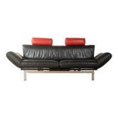 de Sede | Reto Frigg DS 140 sofa, 1980s, black leather & chrome, adjustable headrests