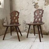 Pair of brutalist Alsatian mountain chairs 19th